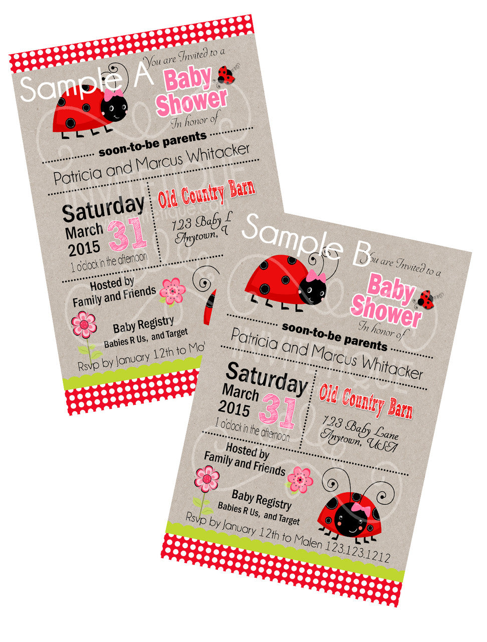 Ladybug Baby Shower Invitations - Invitetique