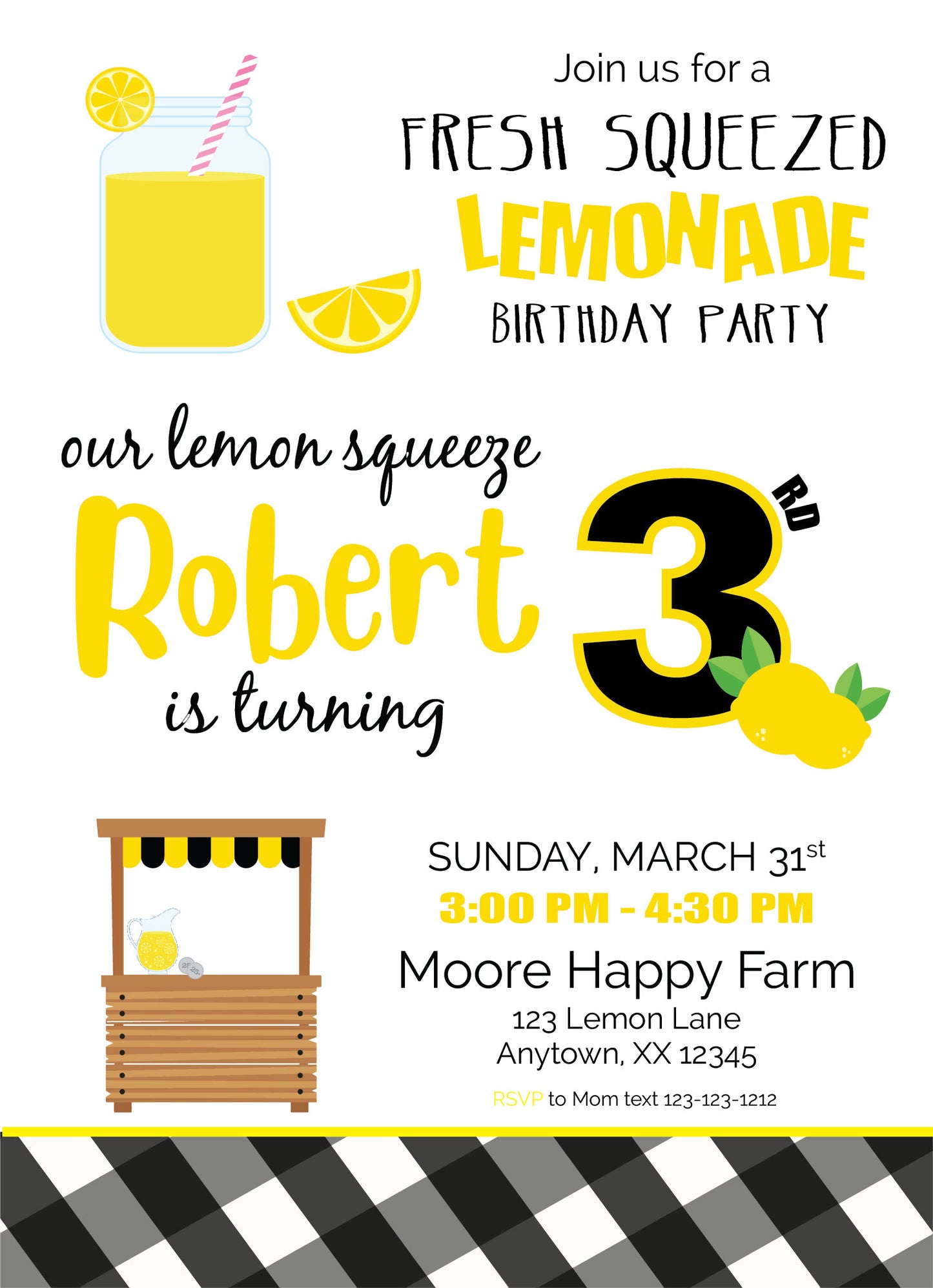 Lemon summer birthday invitation
