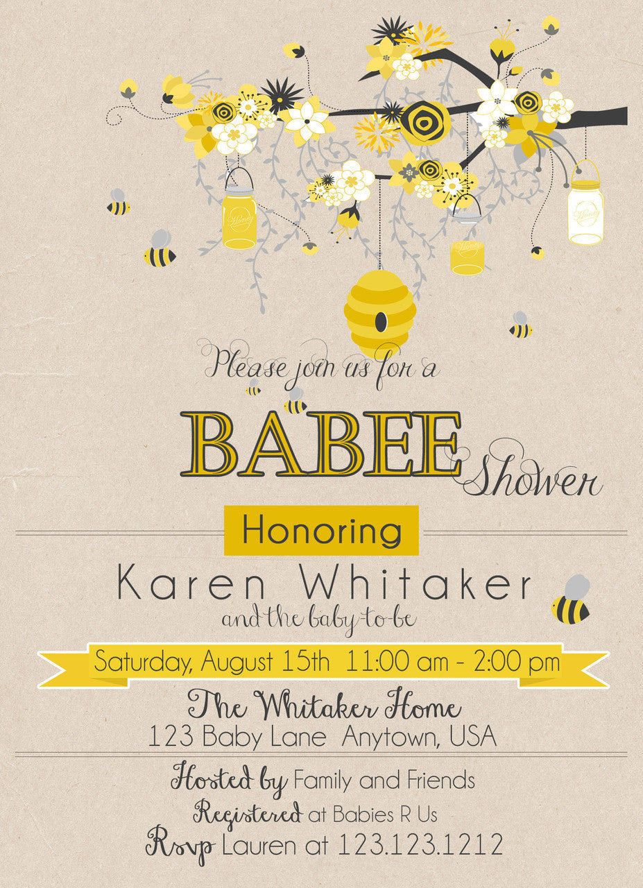 Mom to Bee baby Shower Invitations - Invitetique