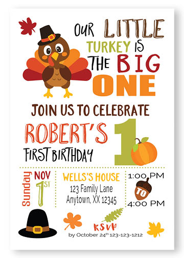 Our little turkey birthday invitation