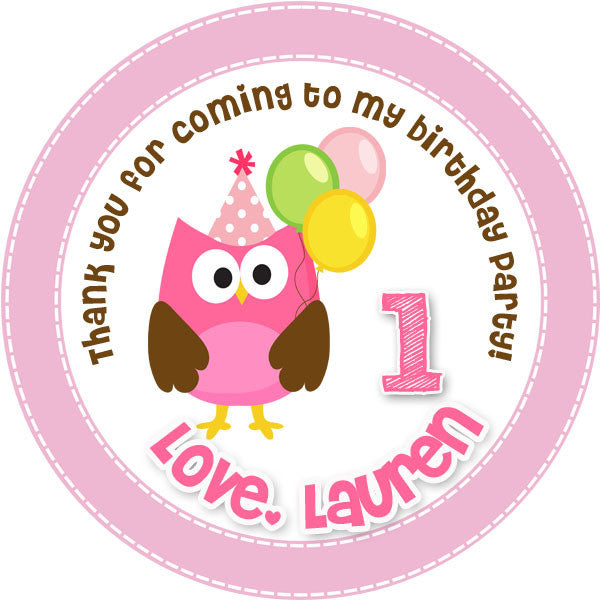 Sweet Pink Owl Favor Tags - Invitetique