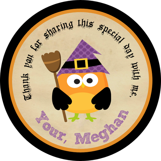 Witch Owl Circle Favor Tags - Invitetique