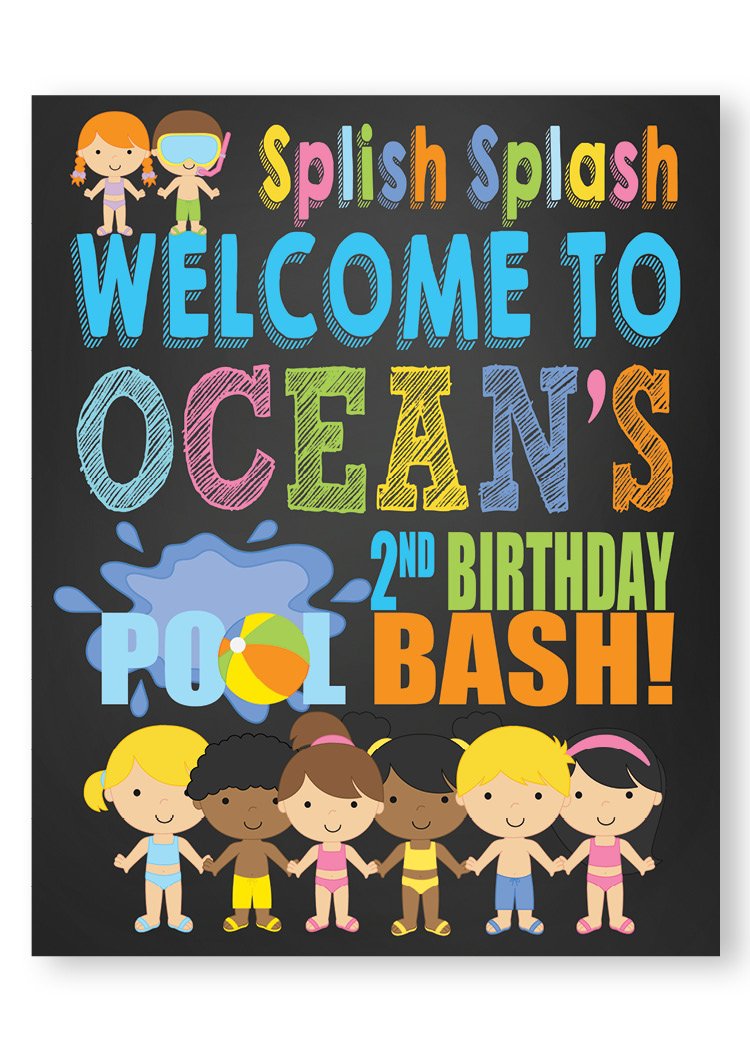 Pool Party personalized welcome sign