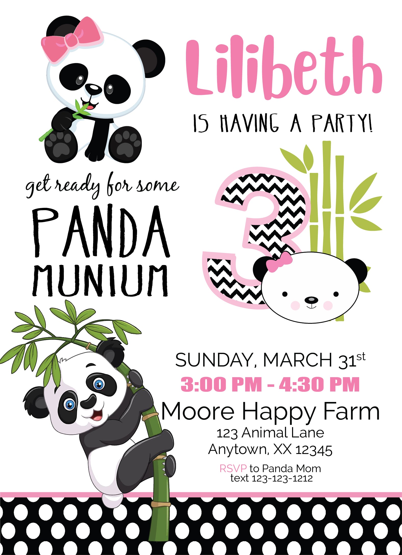 panda birthday digital invitation