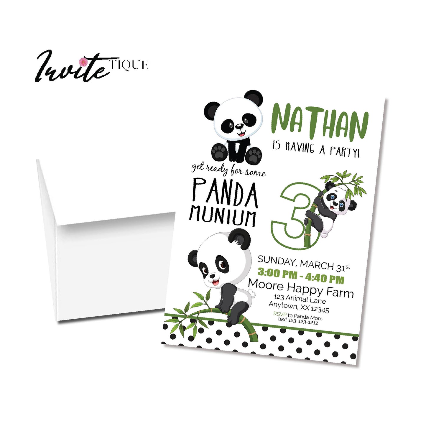 Panda personalized invitation