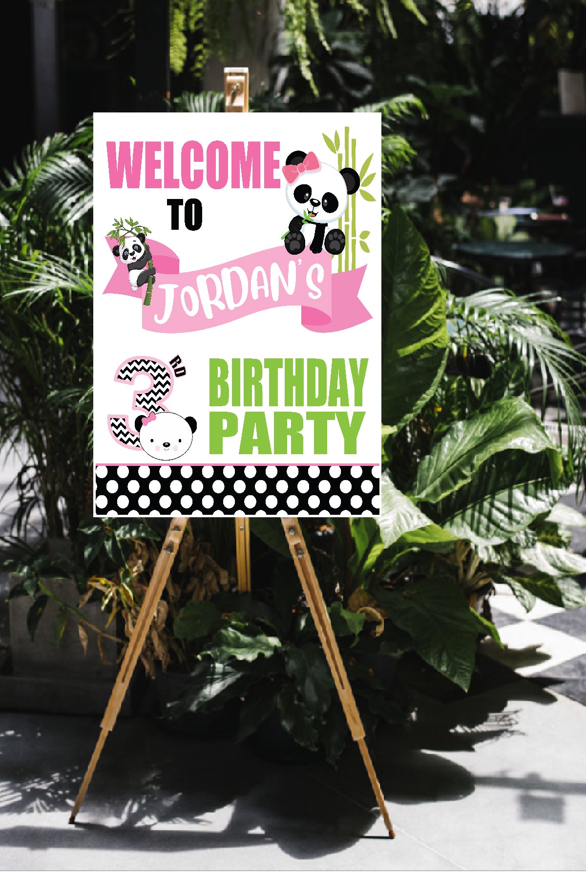 Panda girl birthday yard decoration