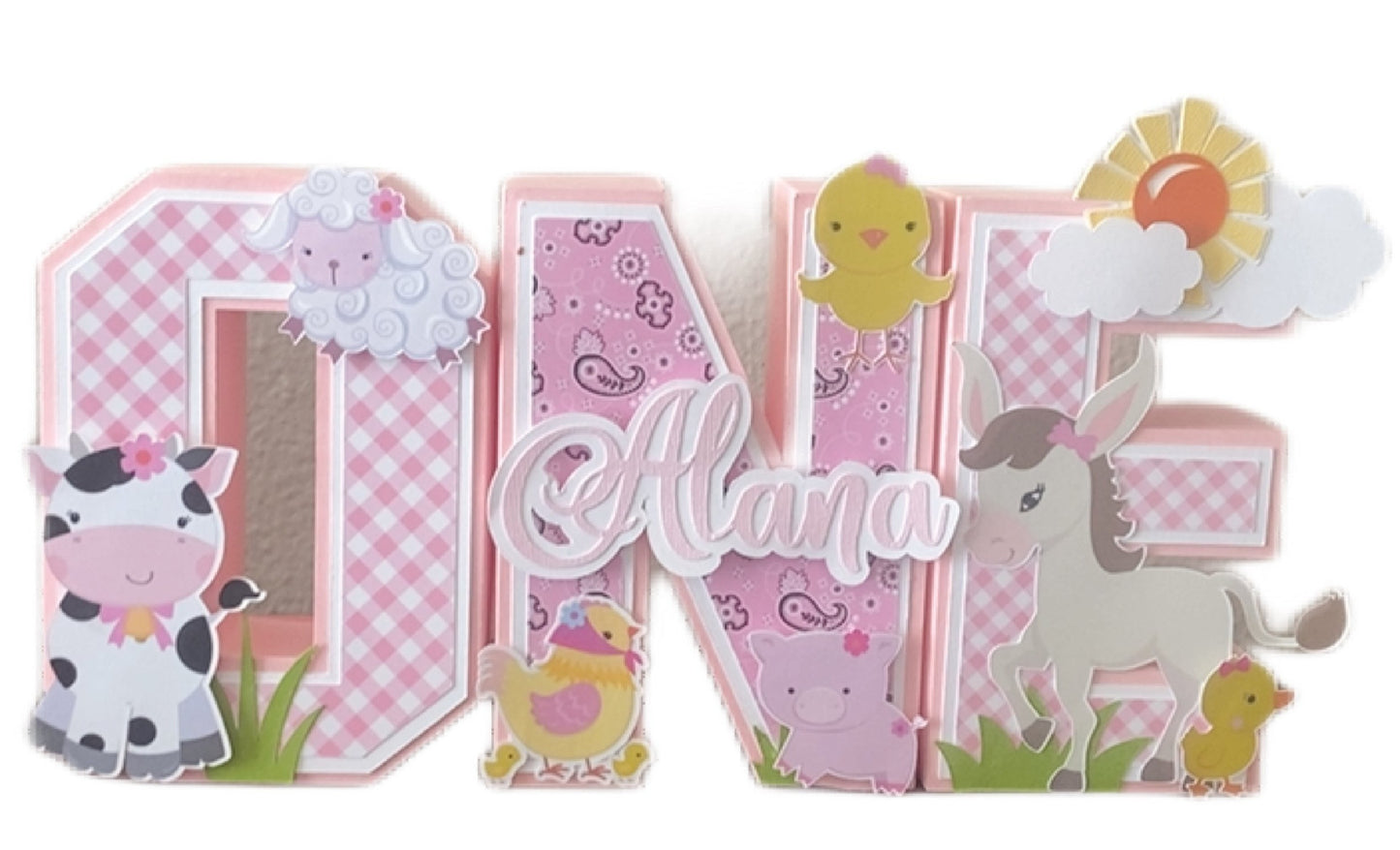 Pink Farm Vaca Lola 3 D Letters