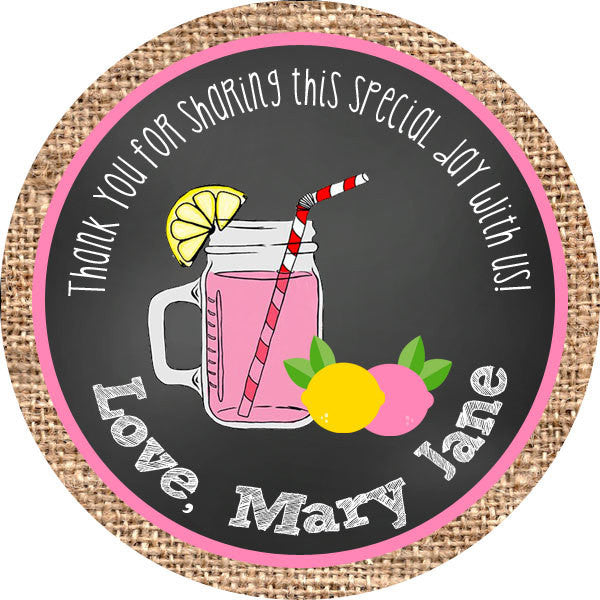Pink Lemonade Circle Favor Tags - Invitetique