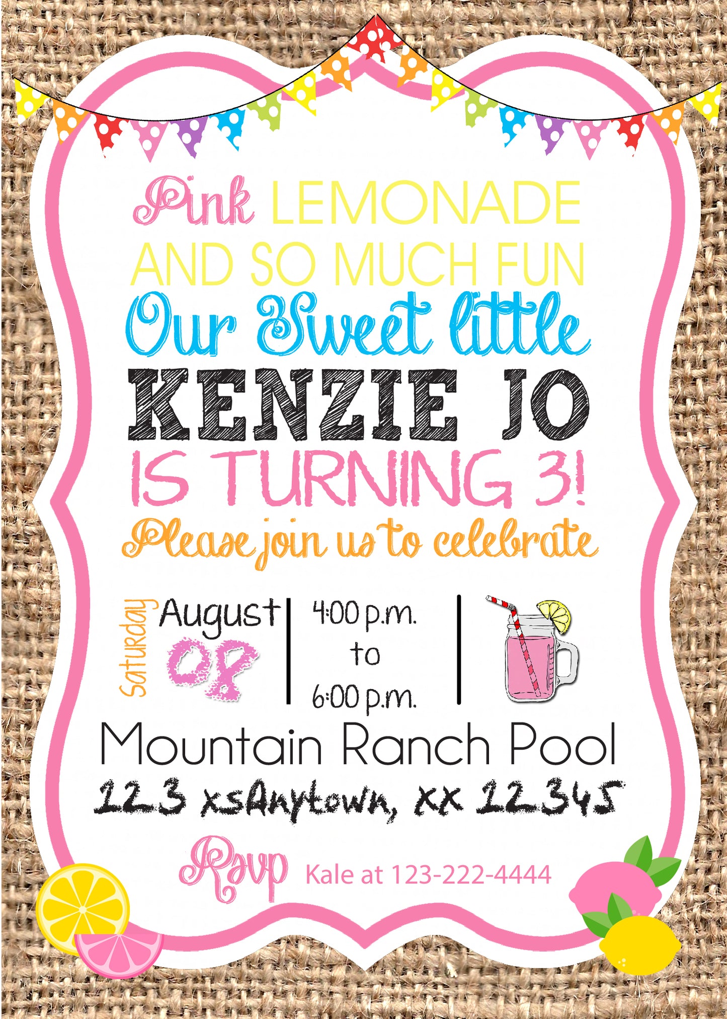 Pink Lemonade Invitations - Invitetique