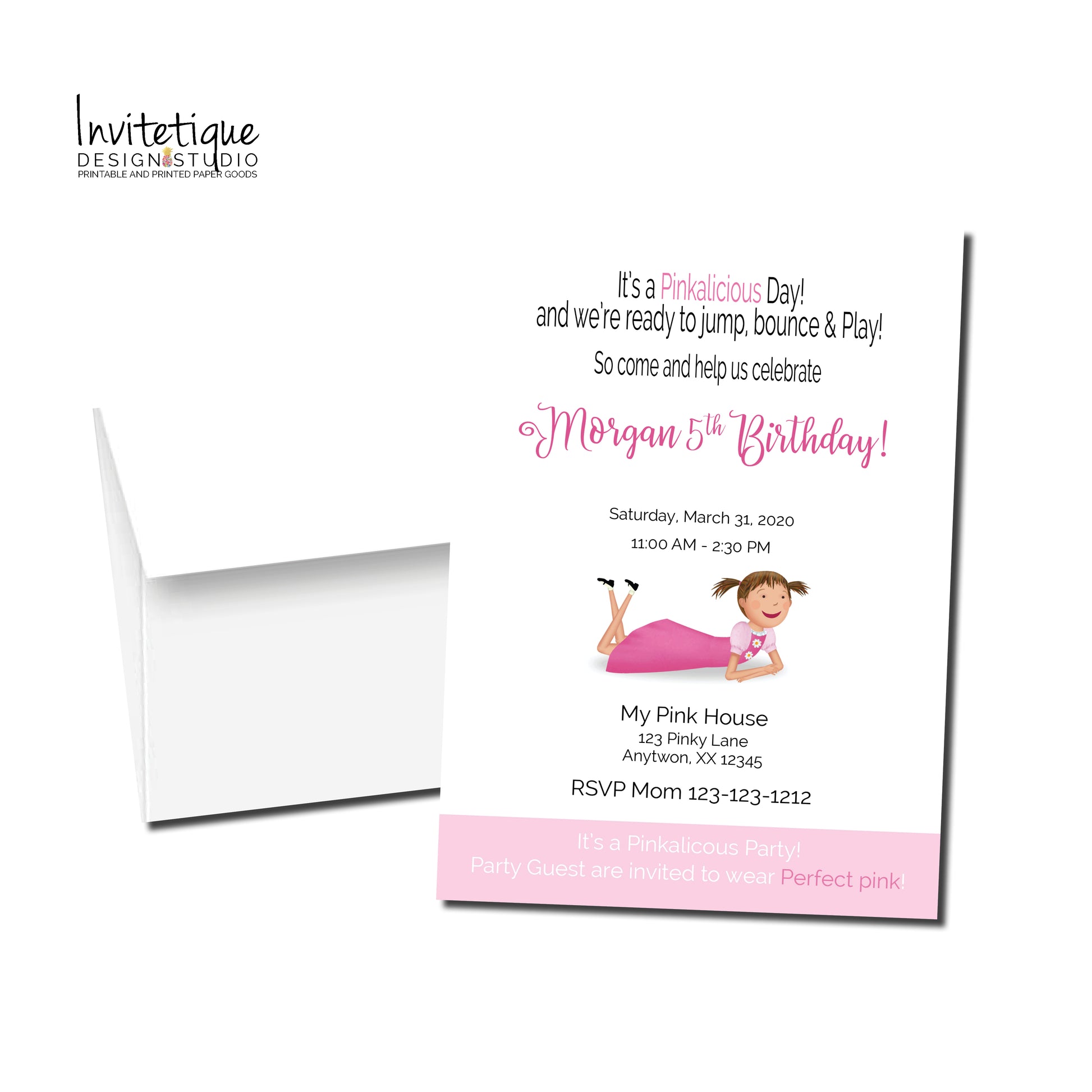 Pinkalicious Birthday Invitations - P102 - Invitetique