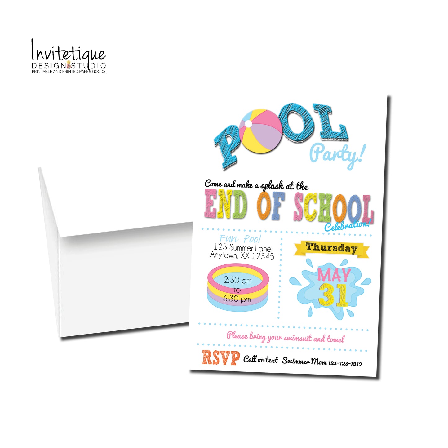 Pool Party End of Summer Invitations - Invitetique