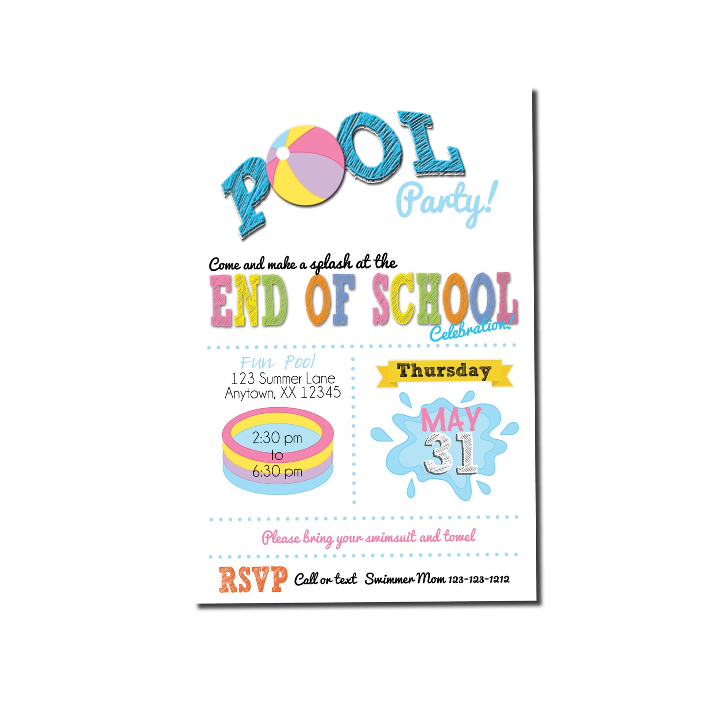 Pool Party End of Summer Invitations - Invitetique