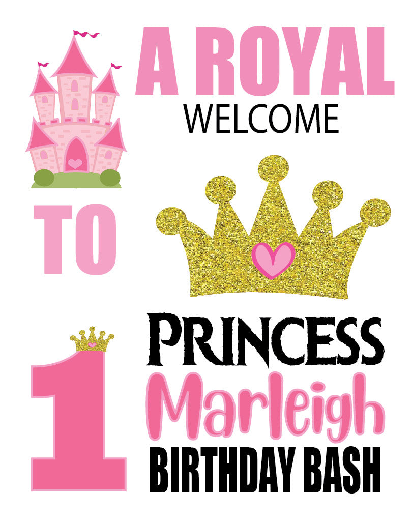 gold and pink princess birthday decorations