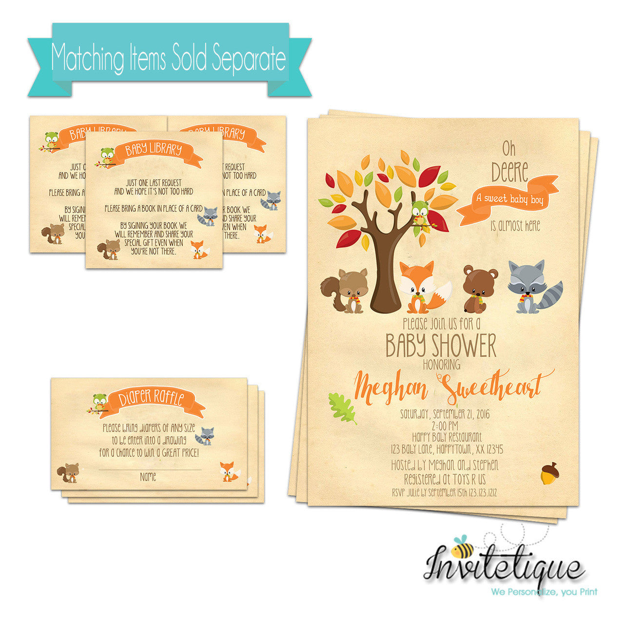 Sweet Woodland Friends baby Sprinkles Invitations - Invitetique