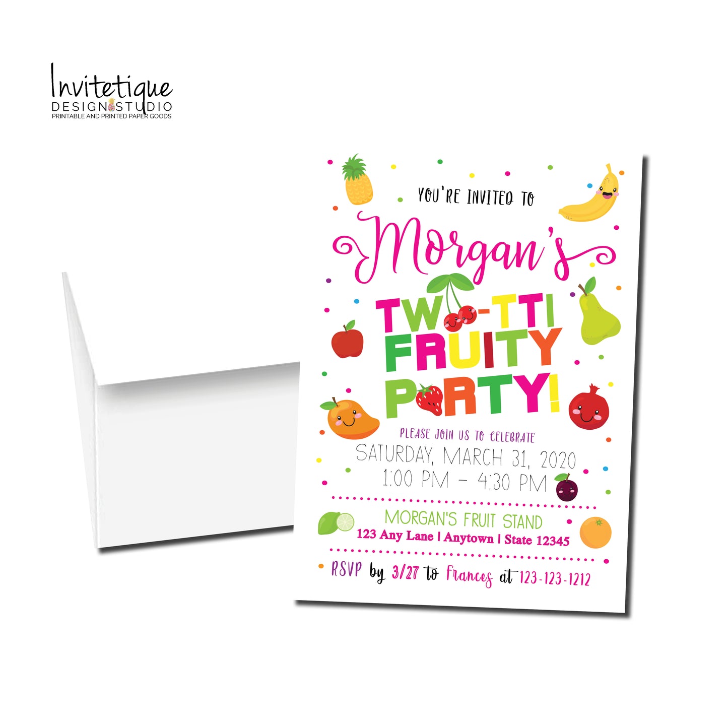 Two-tti Frutti Birthday Party Invitation - Invitetique