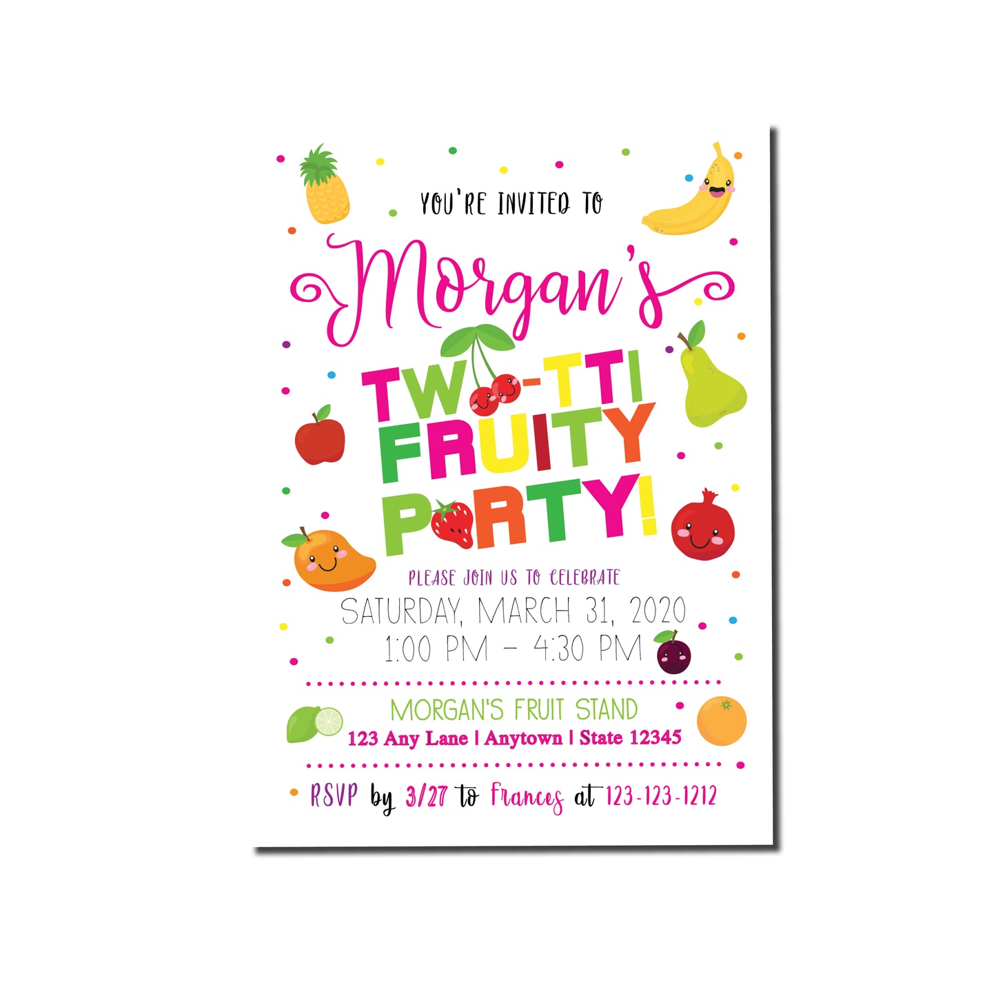 Two-tti Frutti Birthday Party Digital Invitation - Invitetique