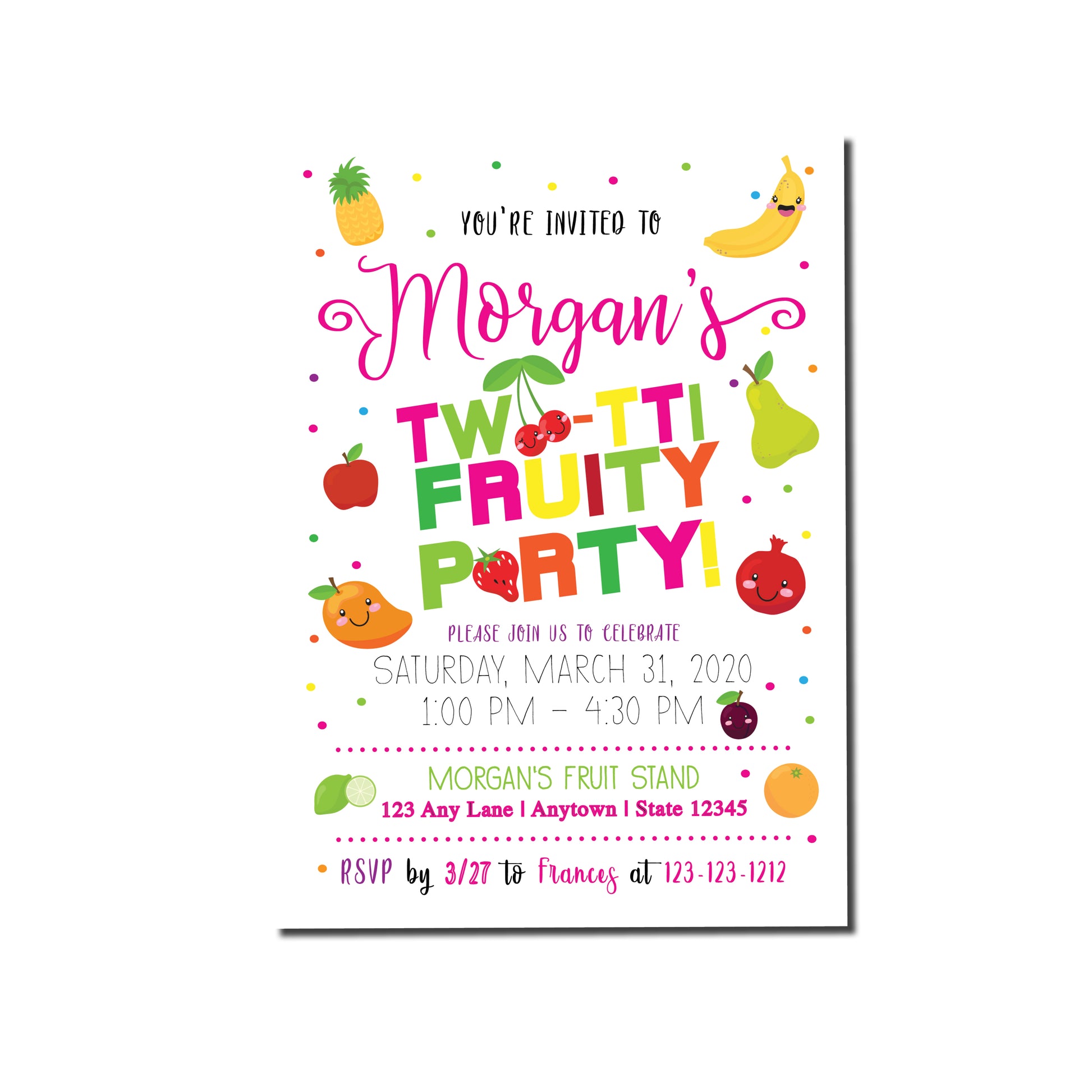 Two-tti Frutti Birthday Party Digital Invitation - Invitetique