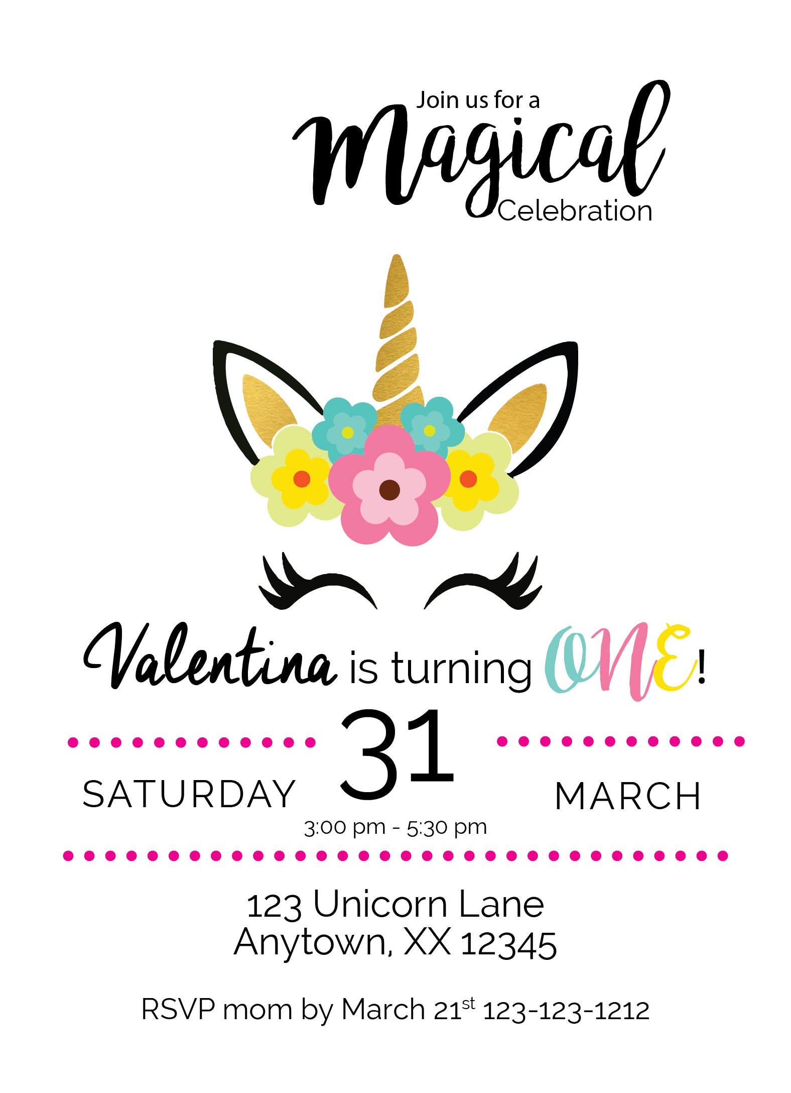 Magical Unicorn Invitations - Invitetique
