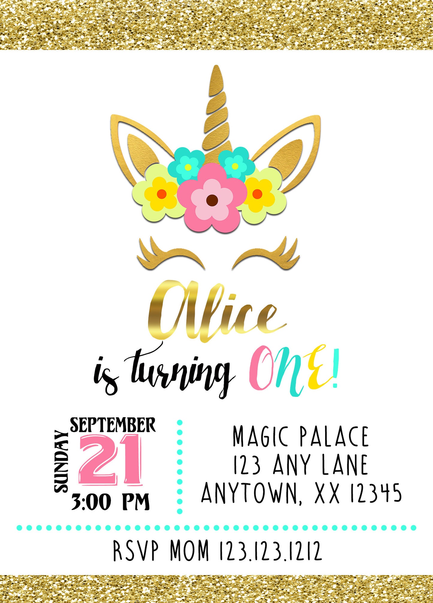 Magical Unicorn Birthday Invitations - Invitetique