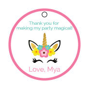 Unicorn circle birthday favor tags