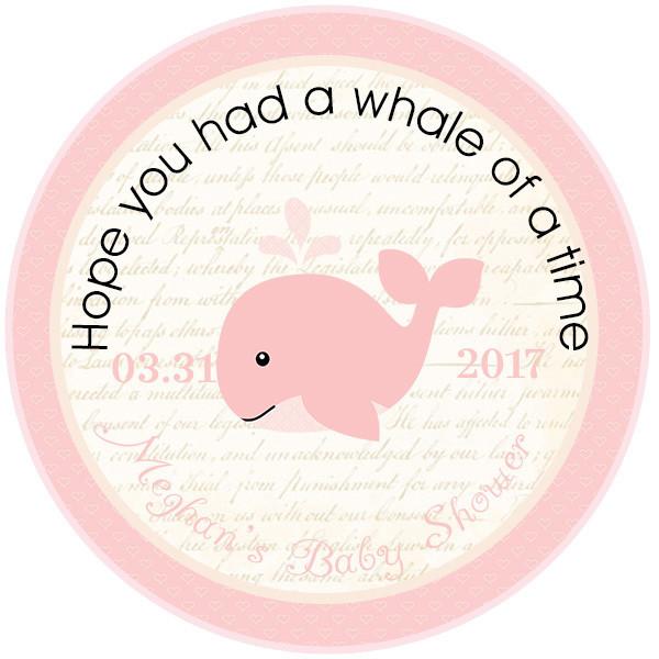 PINK WHALE CIRCLE FAVOR TAGS - Invitetique
