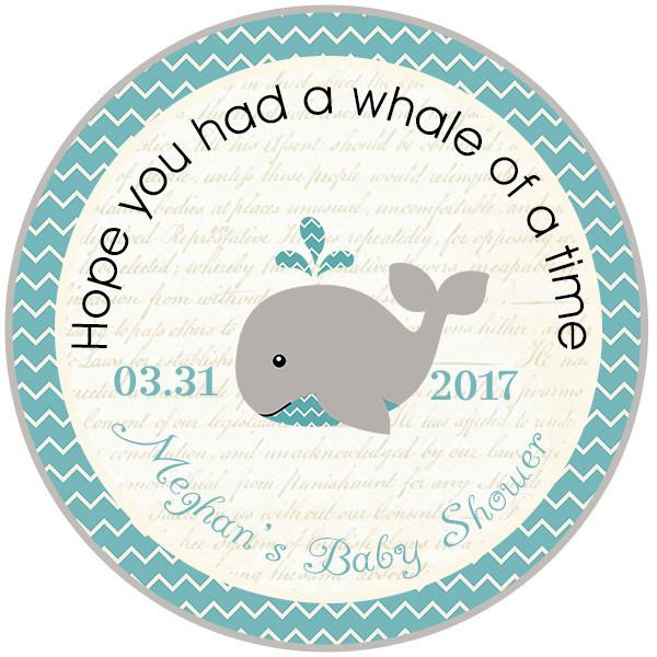 TEAL WHALE CIRCLE FAVOR TAGS - Invitetique