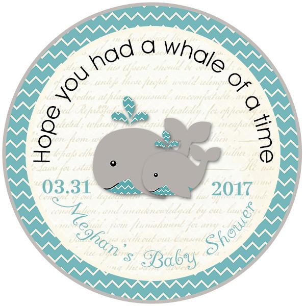 TEAL WHALE AND SQUIRL CIRCLE FAVOR TAGS - Invitetique