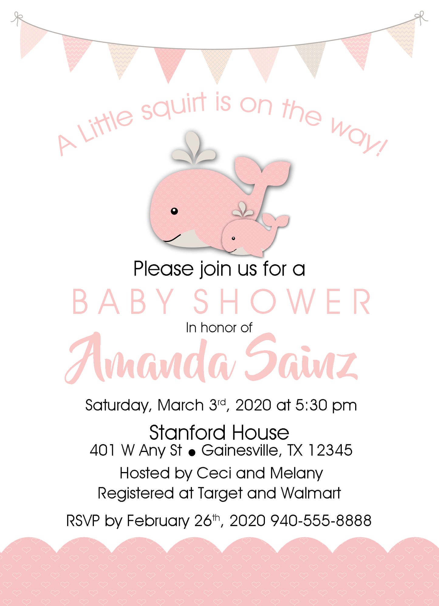 A Happy whale & squirt Baby Shower Invitations - little squirt whale- Invitetique