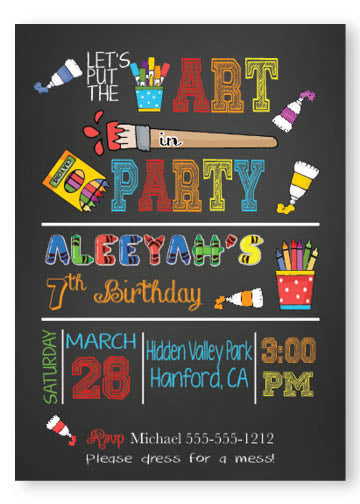art birthday party invitation