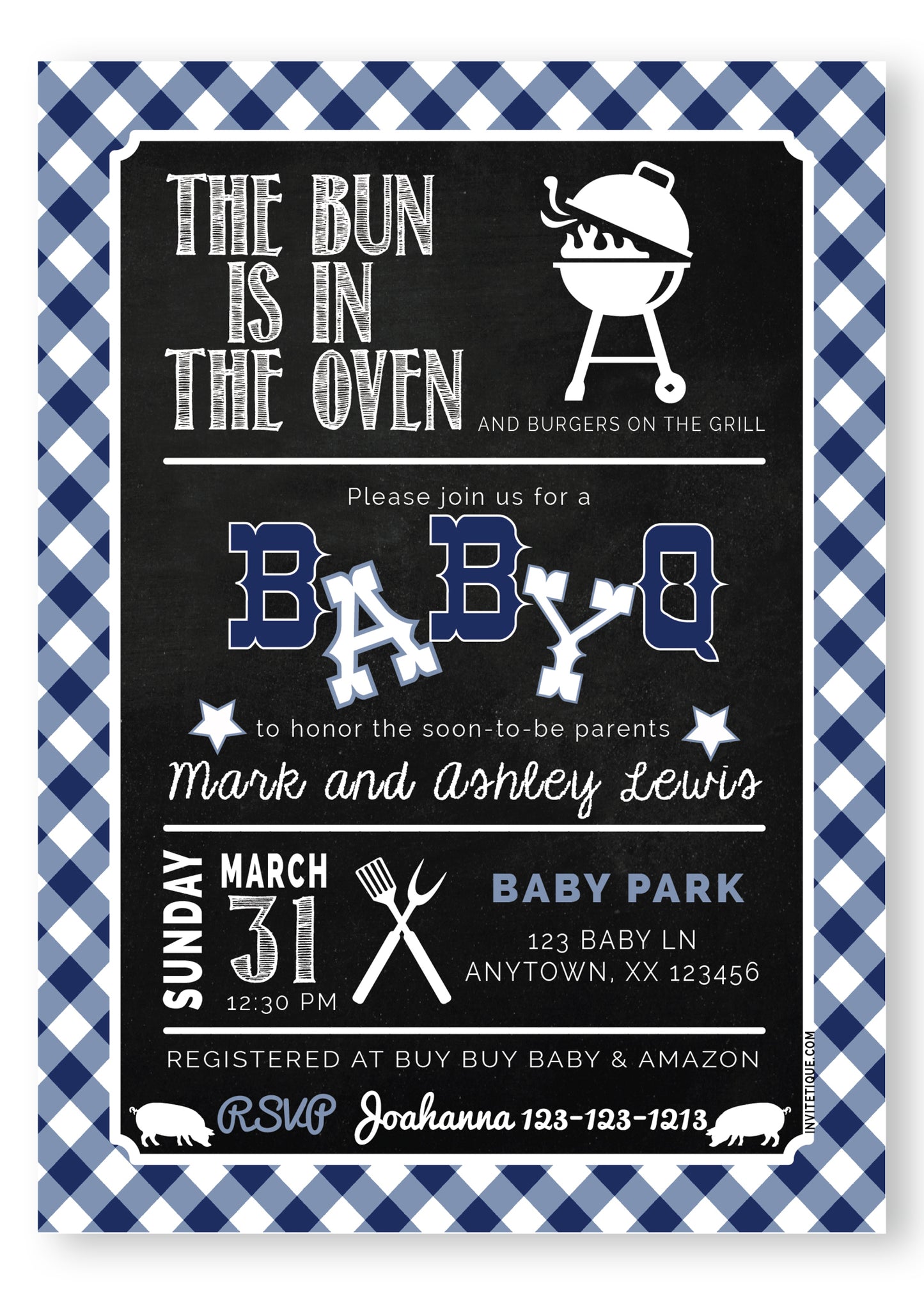 BABY Q Baby Shower Invitation - Blue - Invitetique