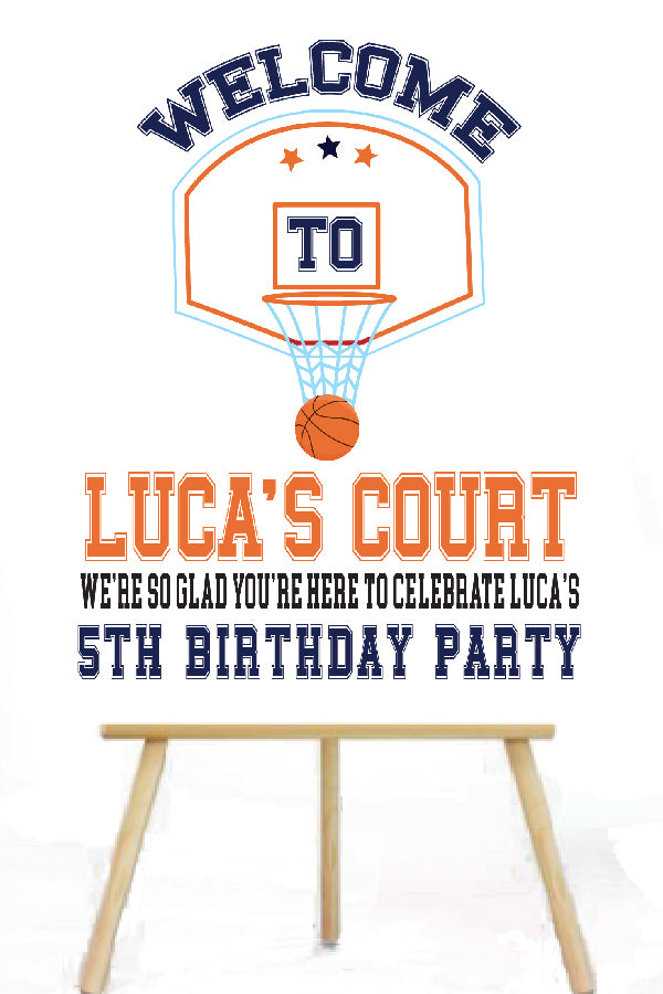 basketball hoop birthday welcome party signage decoration, yard basketball party sign