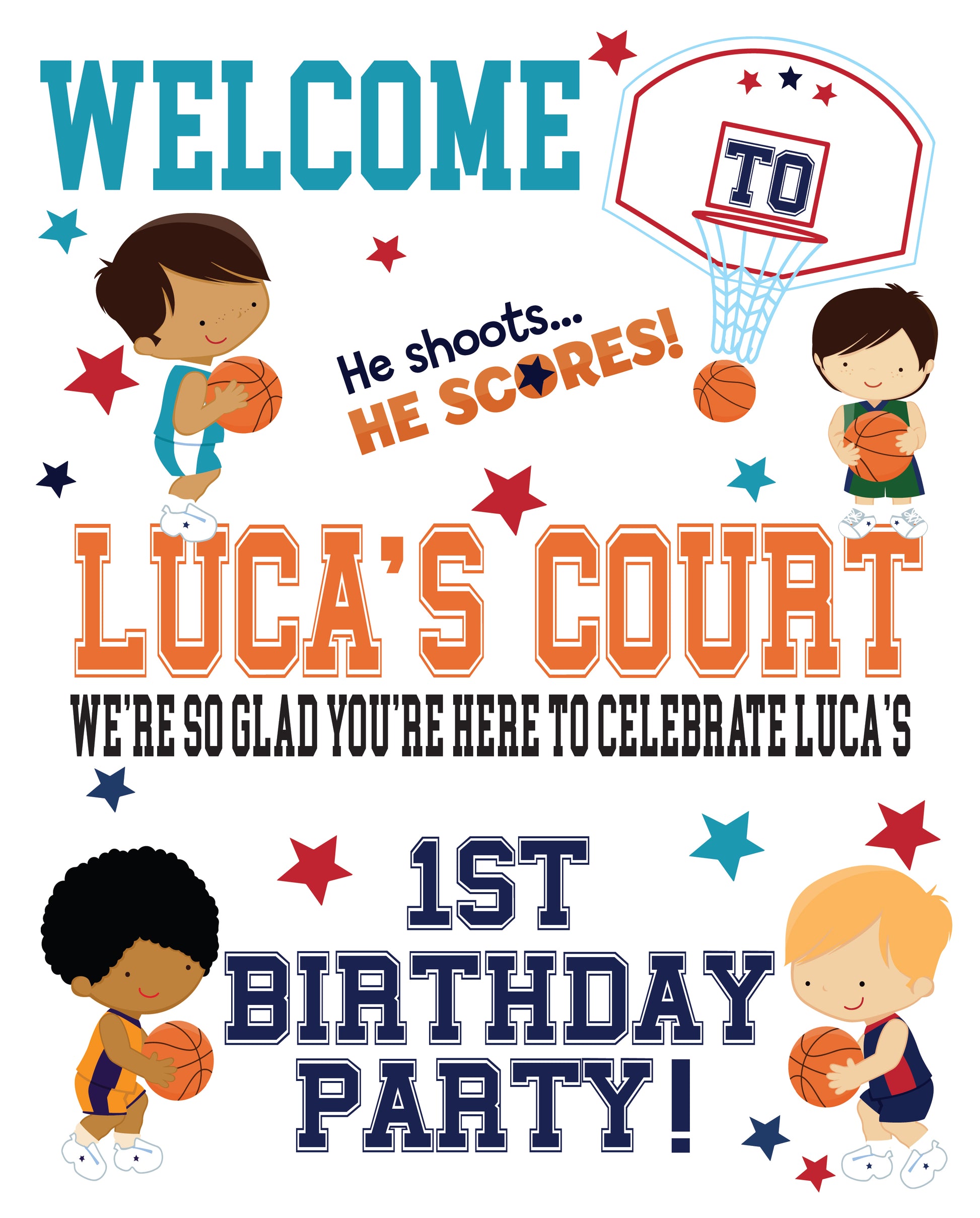 welcome sign basketball birthday party, personalized sign, signage, birthday signage