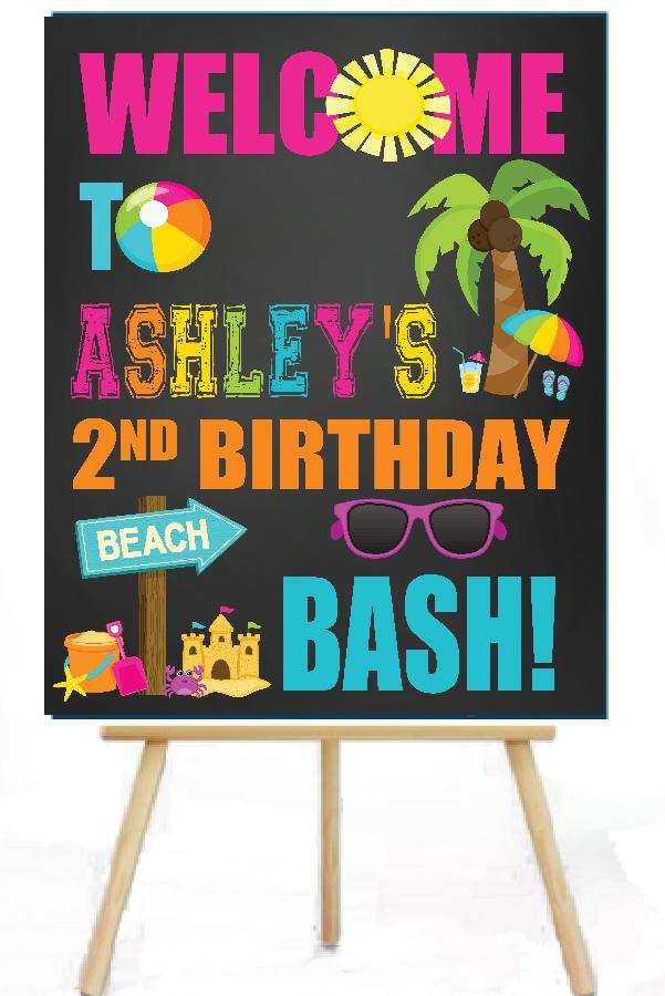 beach pool welcome party sign