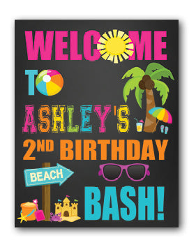 Beach Party Birthday Sign  - Chalk