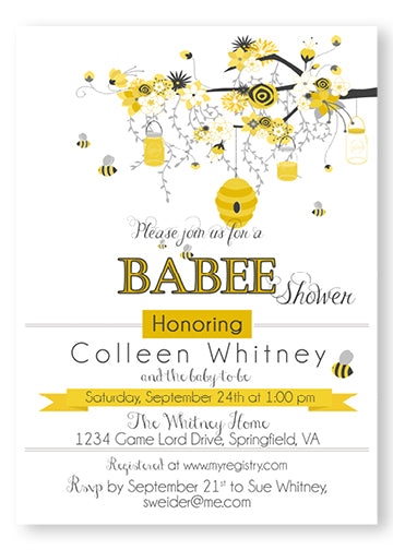 Bee and HoneyComb Baby Shower Invitation - 480 - Invitetique
