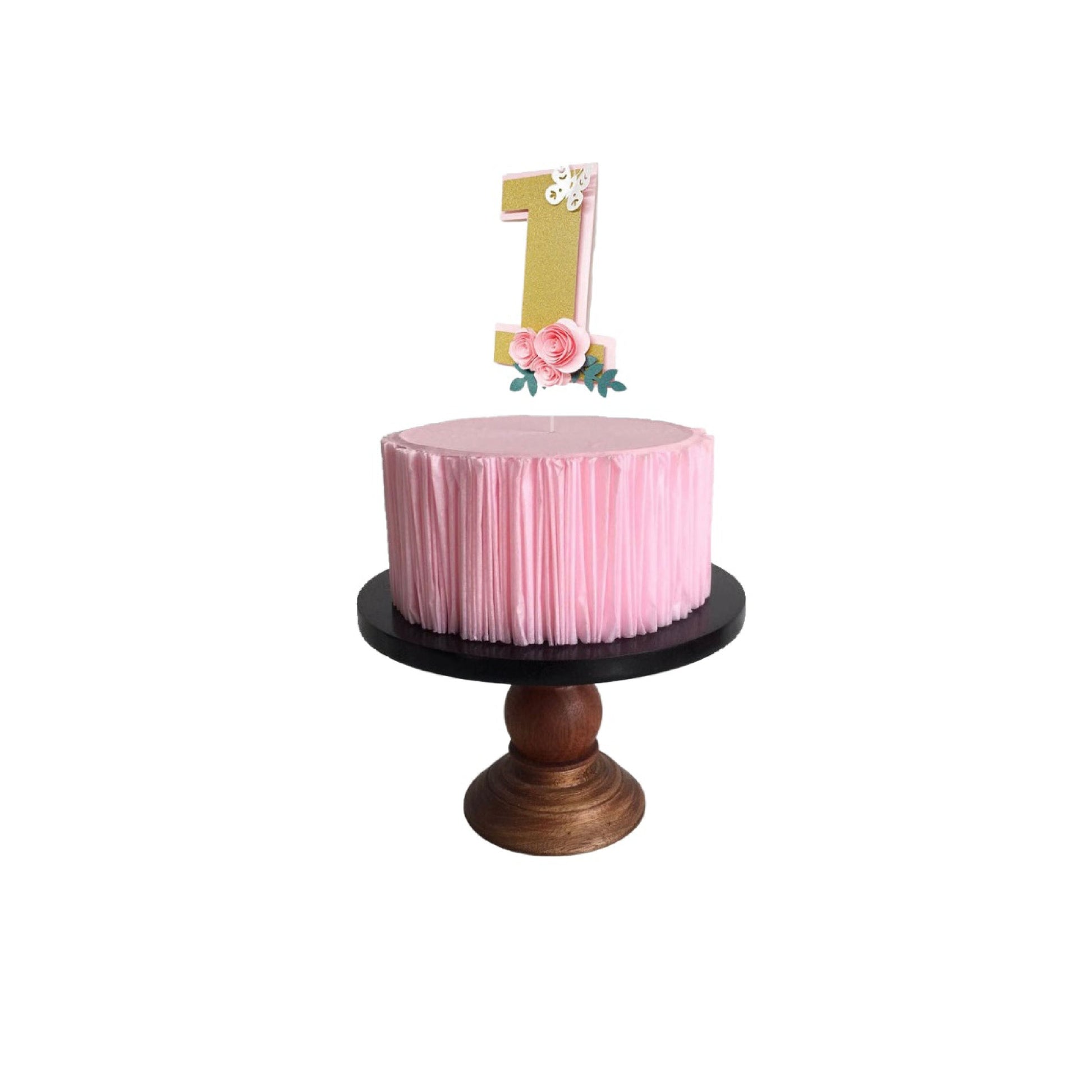 pink gold glitter cake topper