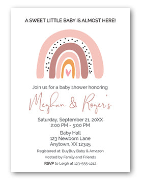 boho rainbow baby shower invitation