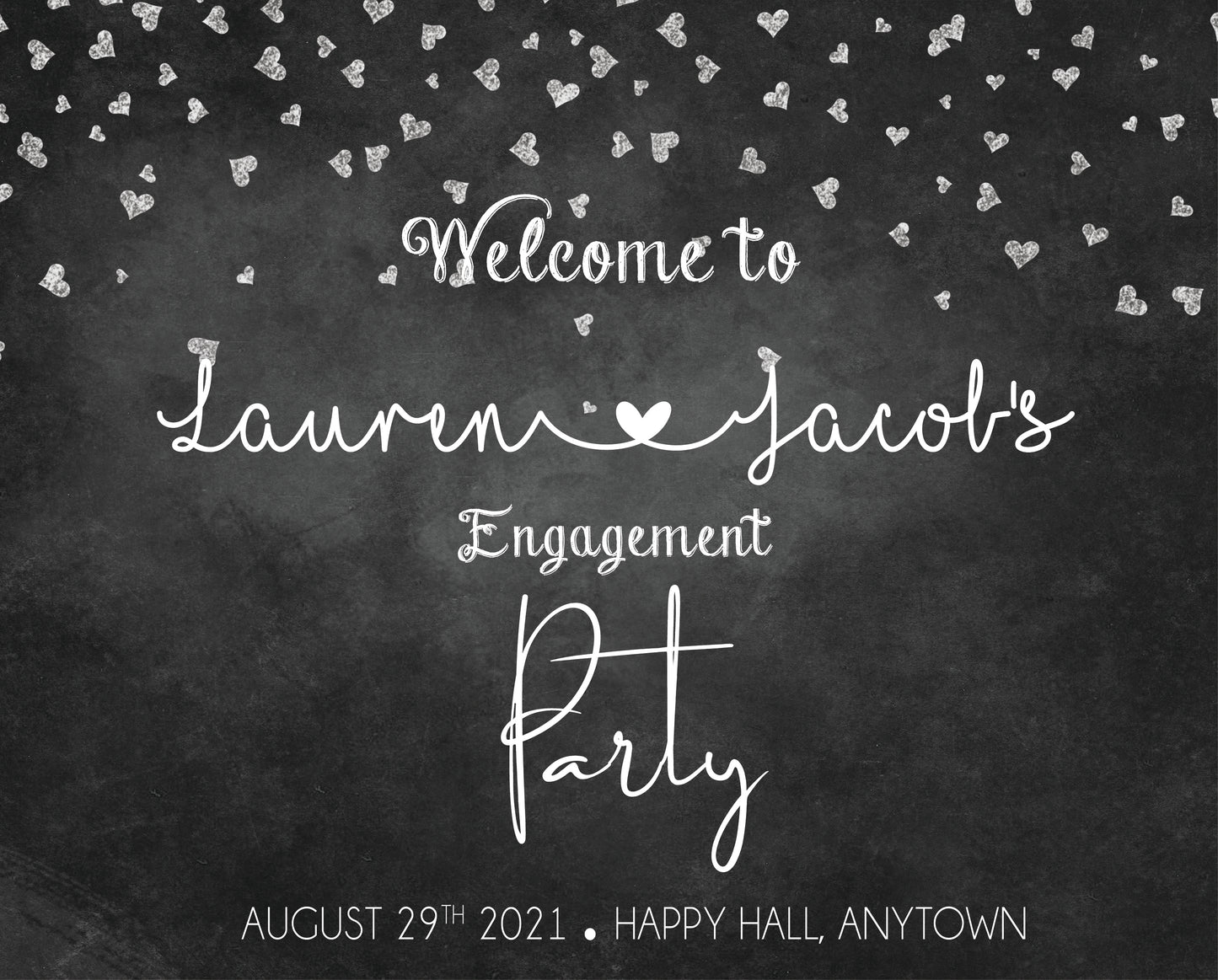 Chalk and Hearts Engagement Welcome Party Sign - Invitetique