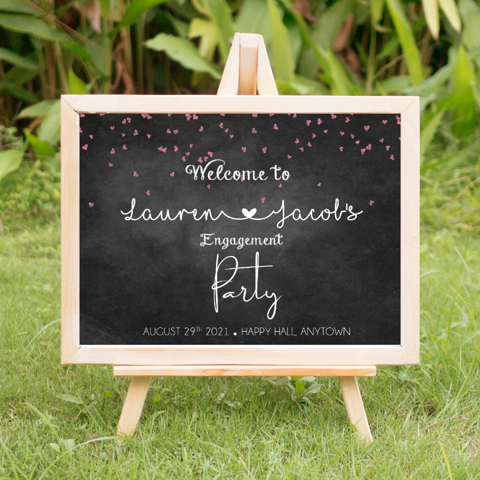 Chalk and Hearts Engagement Welcome Party Sign - Invitetique