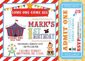 Circus Birthday Invitations - Invitetique
