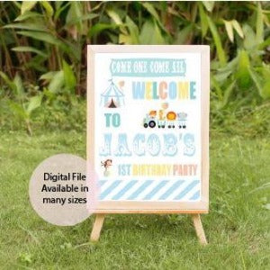 Carnival birthday welcome sign pastel