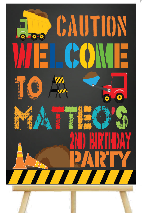 construction zone personalized birthday poster