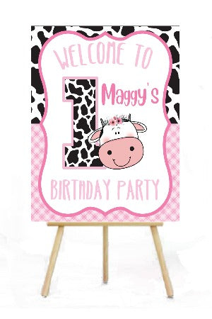 cow girl birthday personalized yard sign
