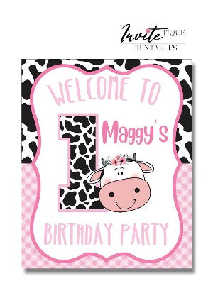 Cow birthday sign, cow signage, cow birthday decoration