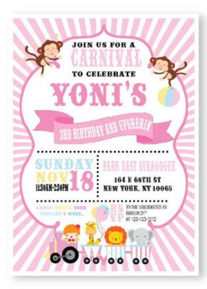 girl pink carnival invitation 