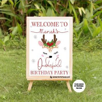 Onederland Deer Birthday welcome sign