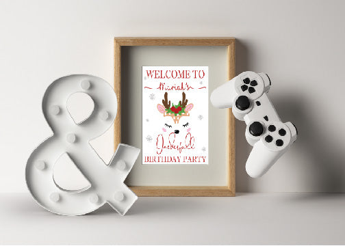 first Christmas girl birthday party banner