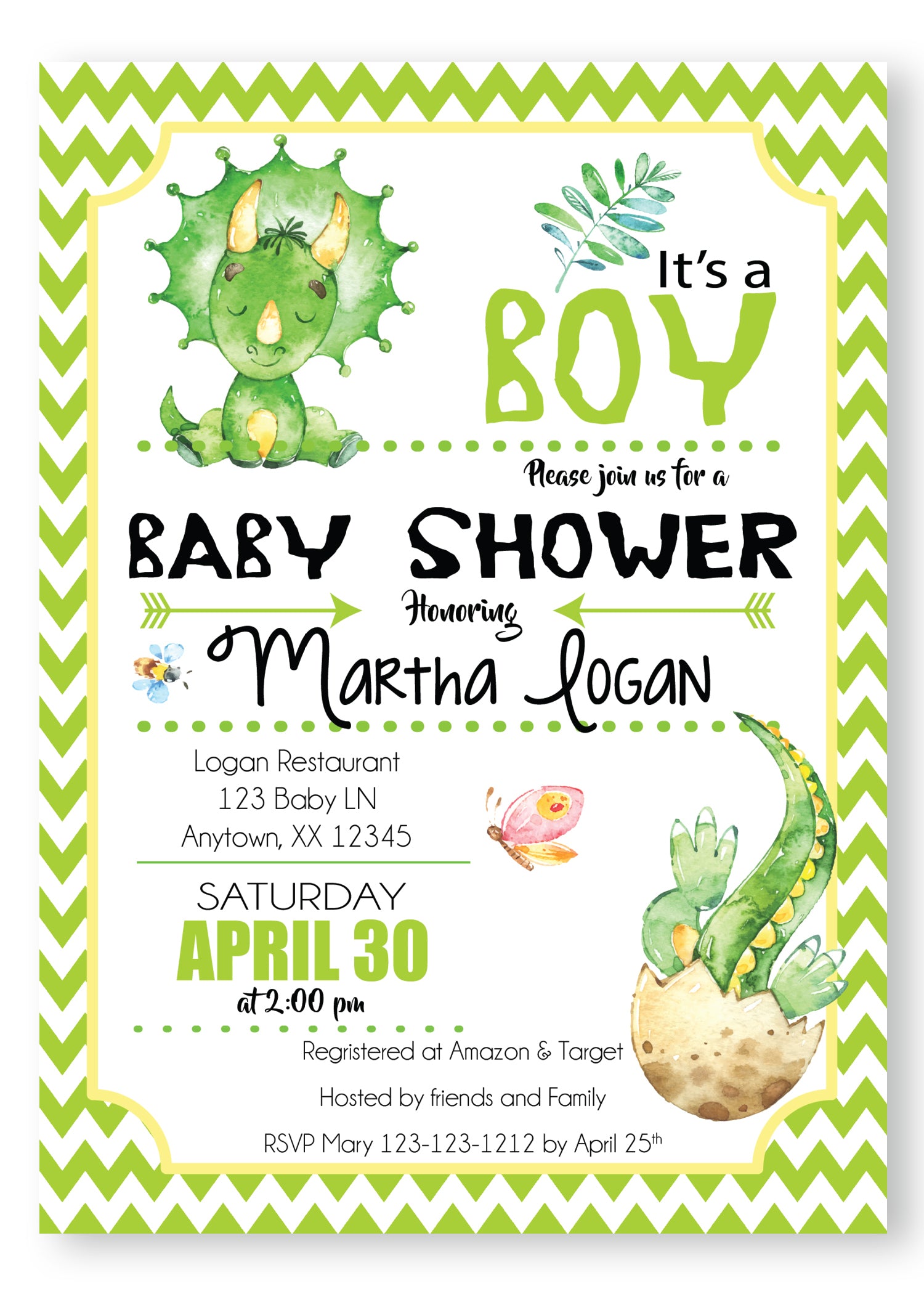 Dinosaur Baby Shower Invitation - Invitetique