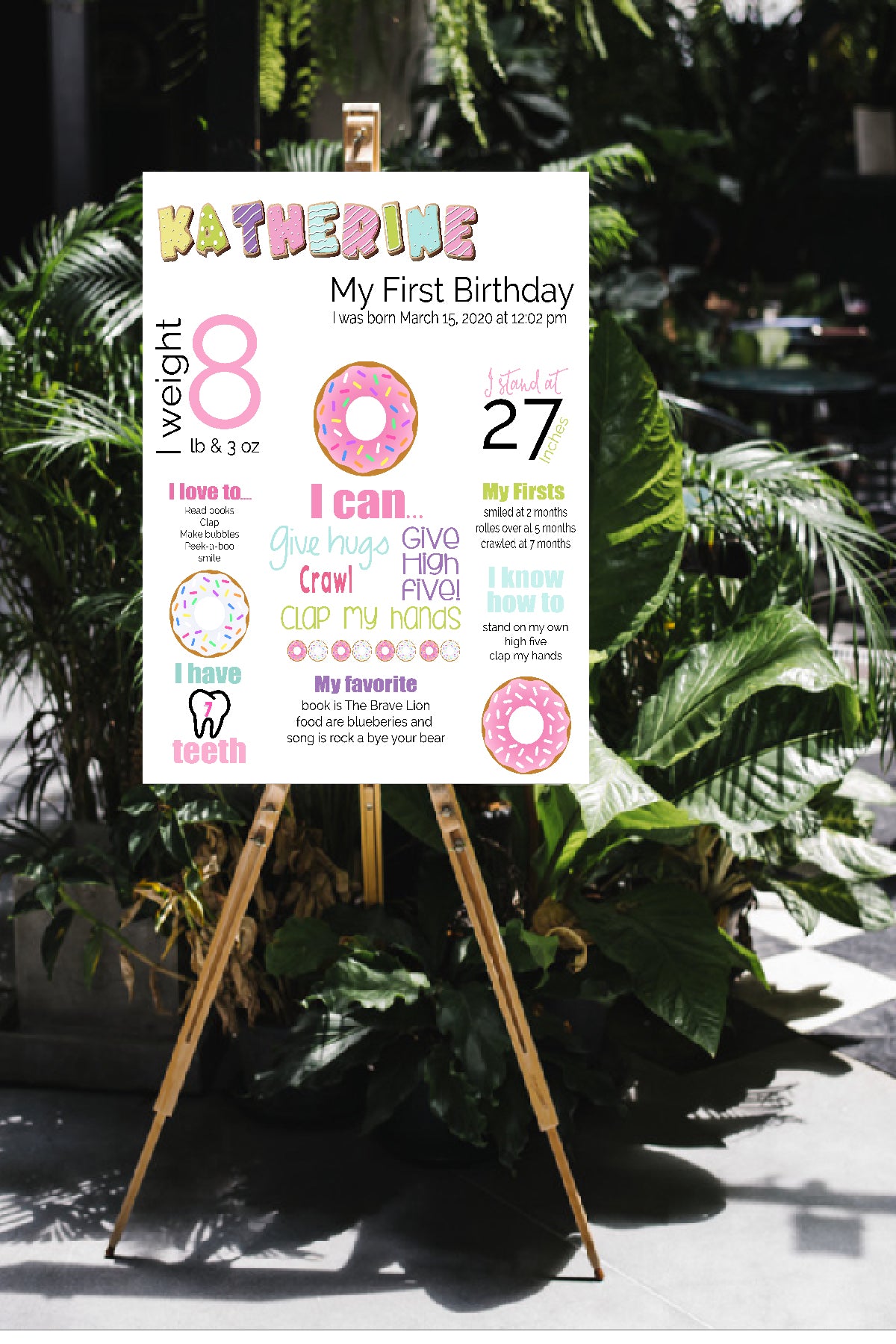 pink girl donuts birthday theme decoration