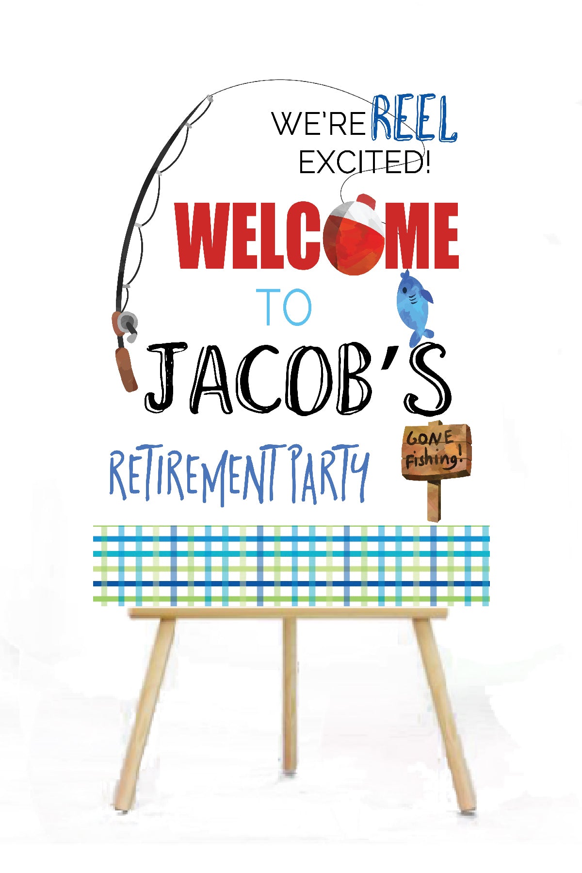 fishing retirement party welcome sign